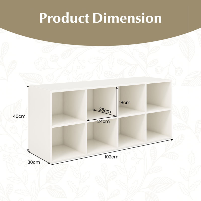 8 Pair Shoe Storage Bench, White