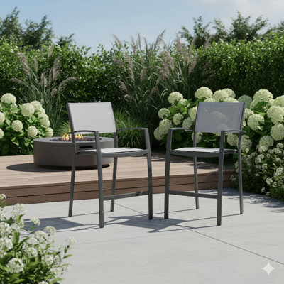Outdoor Patio 4Pc Aluminum High Dining Chairs