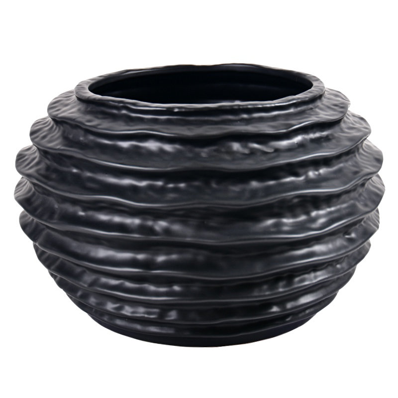 Ghanim Ceramic Table Vase, Black, Medium