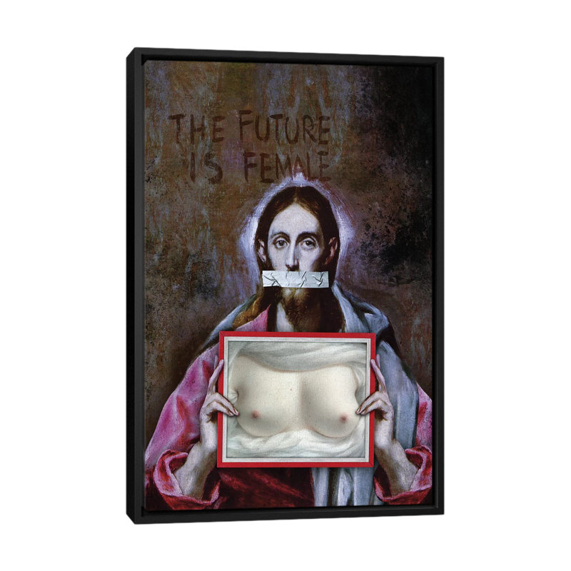 «The future is femelle», impression sur toile, H 26 po x l 18 po x P 1,5 po, Toile avec cadre noir, Pas de tapis