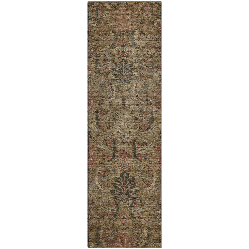Premium Machine Washable Dahl AMF1082 Damask Rug, Runner 2'3" x 7'6"