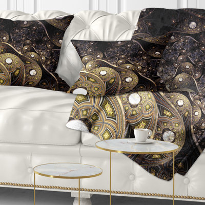 Beautiful Gold Metallic Fabric - Abstract Printed Throw Pillow