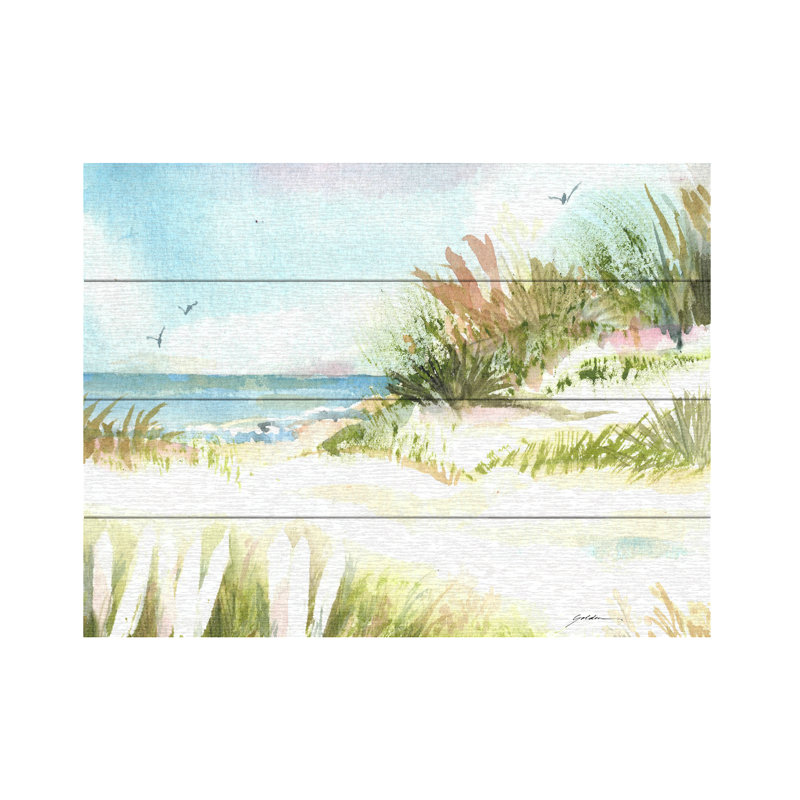 Sheila Golden Beach Day Wood Slat Art, H 12 po x l 16 po