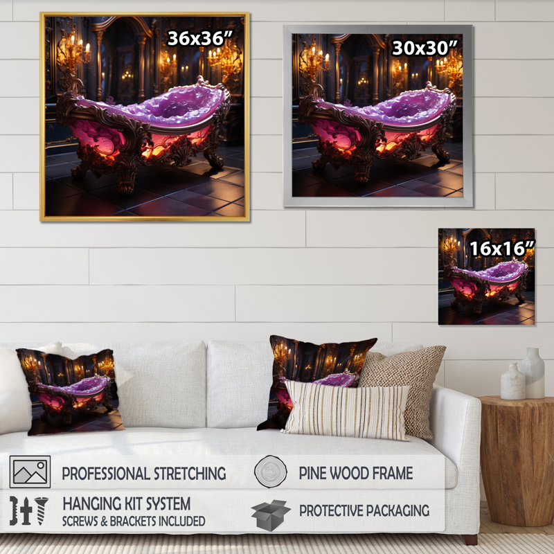 «Bathroom Bathroom Dream» sur toile, Cadre flottant noir, H 30 po x l 30 po x P 1 po
