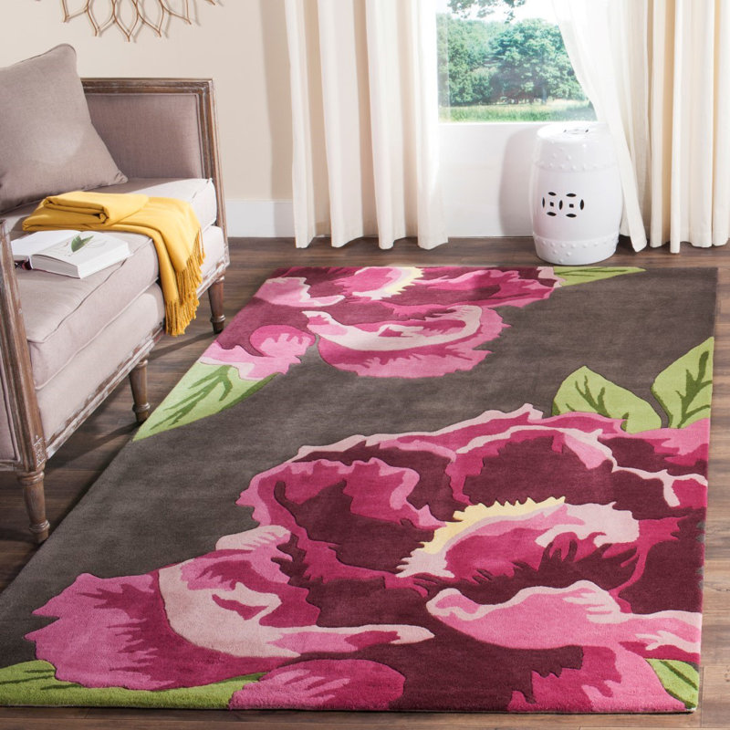 Tapis gris / rose Electra, 8 pi x 10 pi