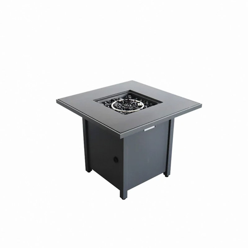 Table de foyer d'extérieur en acier avec couvercle H 25 po x l 30 po, Gris, 25" H x 30" W x 30" D
