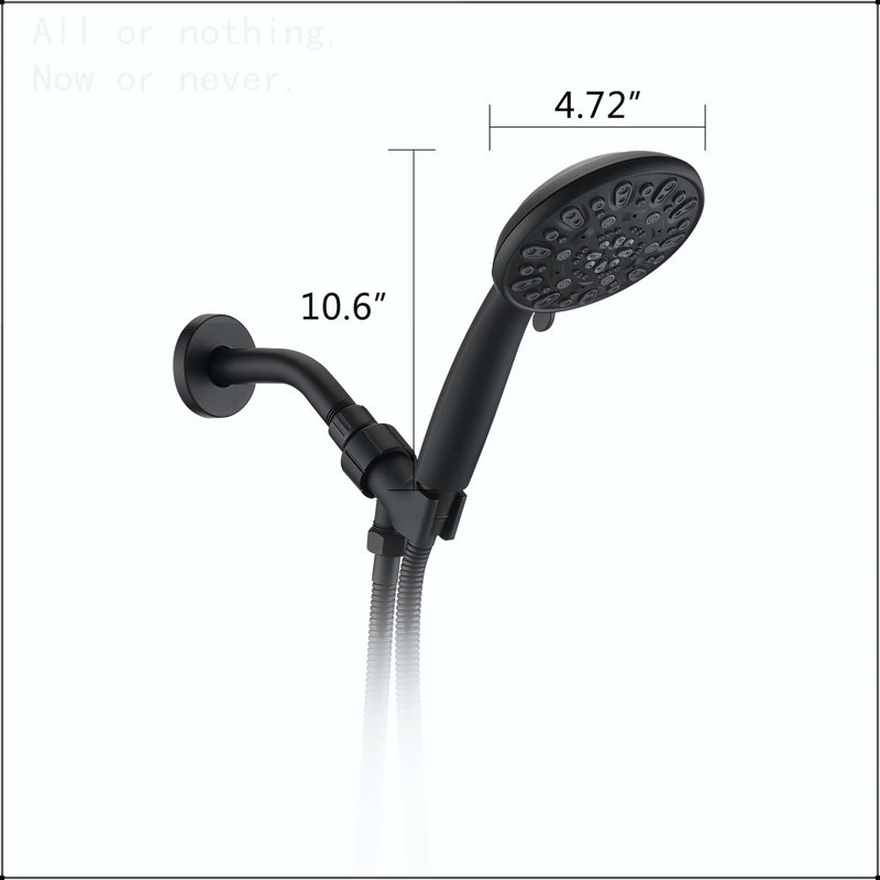 Robinet de douche multifonction noir mat à haute pression avec robinet à main