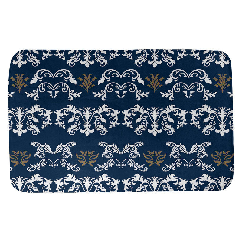Tapis pour salle de bain St Louis, l 17 po x L 24 po, Bleu millénaire / or nouveau siècle