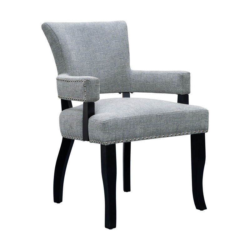 Dawson Upholstered Dining Chair with Padded Arm, Gray