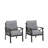 Set Of 2  All-Weather Metal Armchairs, Khaki Frame With Gray Cushions-98676419-98676421