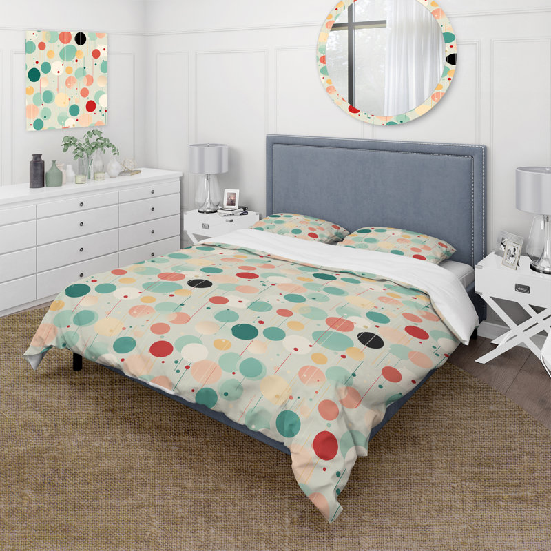 Ensemble de housse de couette vert et rose, Housse de couette pour grand lit et 2 taies décor