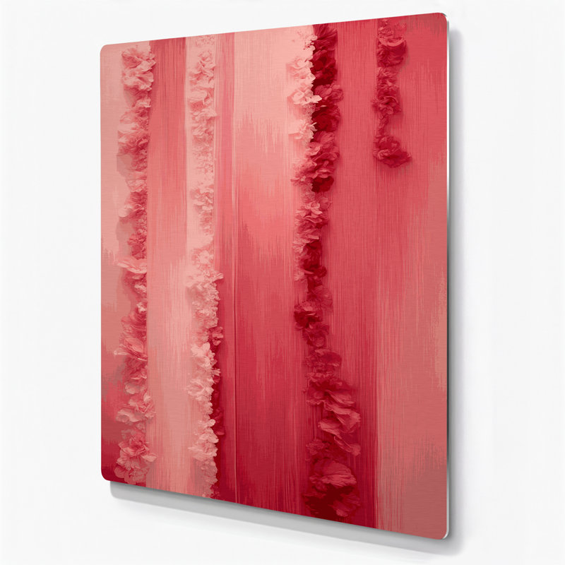 Abstrait couleur champ 95, art mural en métal rose, H 24 po x l 36 po