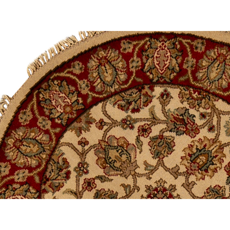 Hand Knotted Wool Area Rug in Ivory And Red