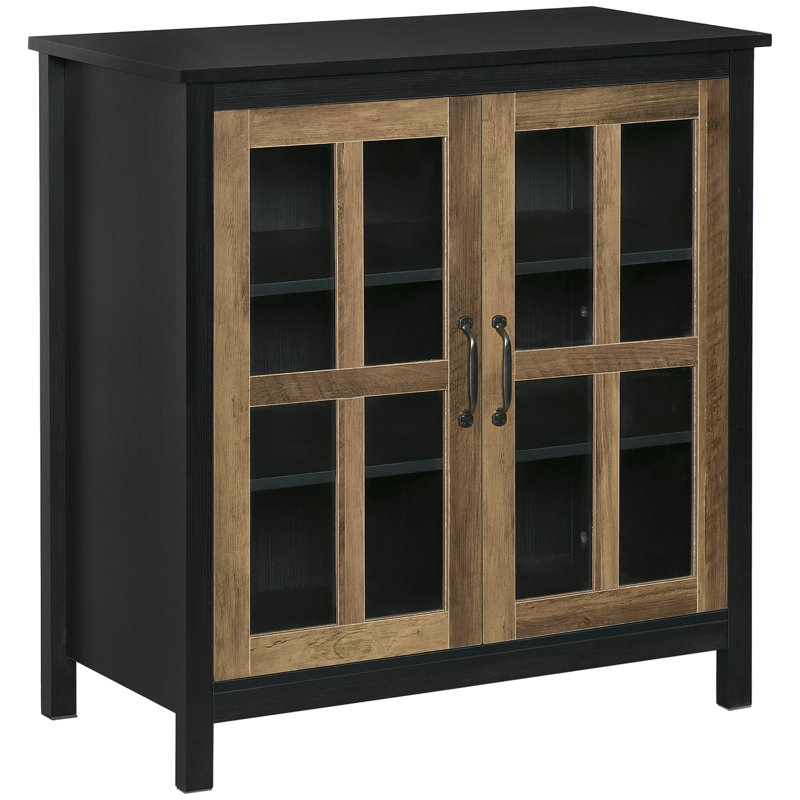 Buffet de cuisine avec portes en verre, Noir, noir, noir, noir