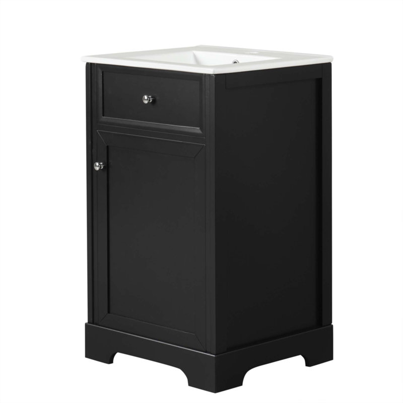 Meuble-lavabo de 20 po avec lavabo, Noir