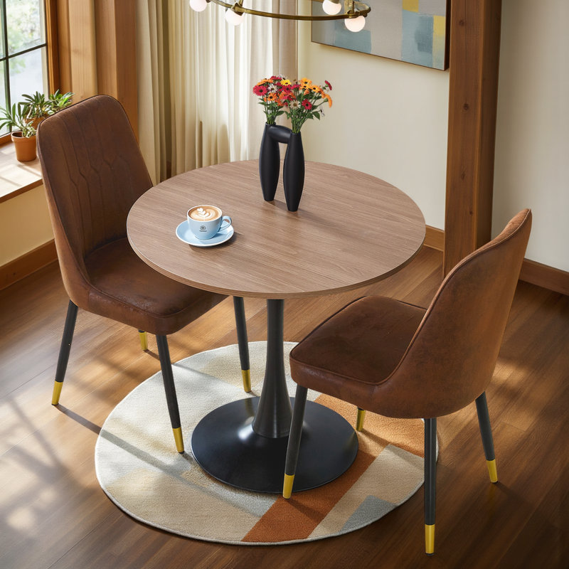 Ensemble bistro - table de base en forme de sablier et chaises en tissu de qualité supérieure avec pieds en métal, 3