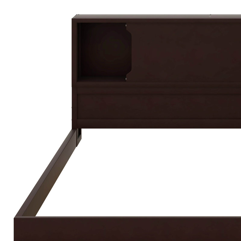 Queen Size Wood Daybed With Storage Shelves, USB And LED, Brown