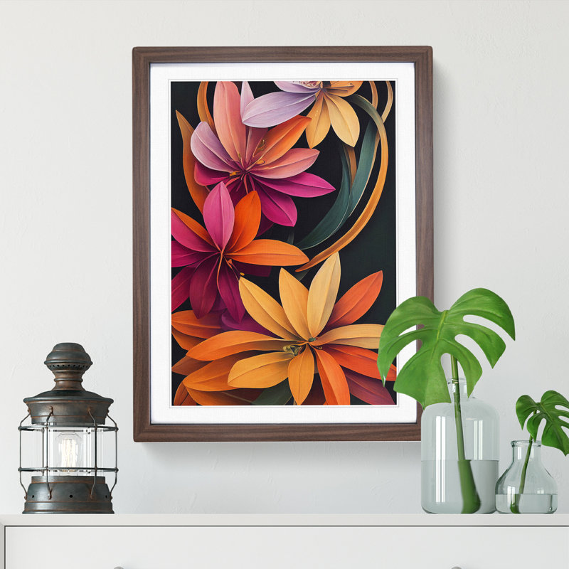 Many Flowers - Framed Print, 64cm H x 46cm W x 2cm D, Brown Framed