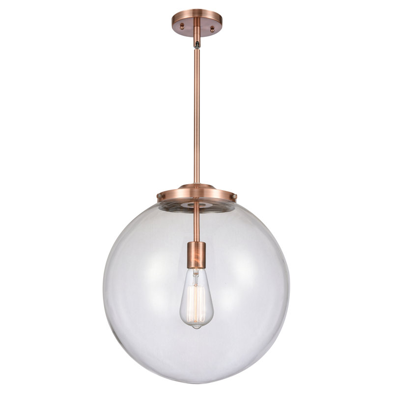 Franklin Restoration - Alphonsa - 1 Light 221-1S Stem Hung Pendant - LED Bulb - Shade, 50" H x 16" W x 16" D, Clear