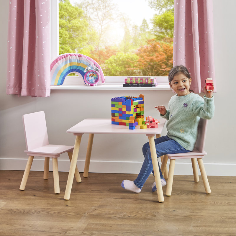 Kids Table and Two Chairs Set, Pink