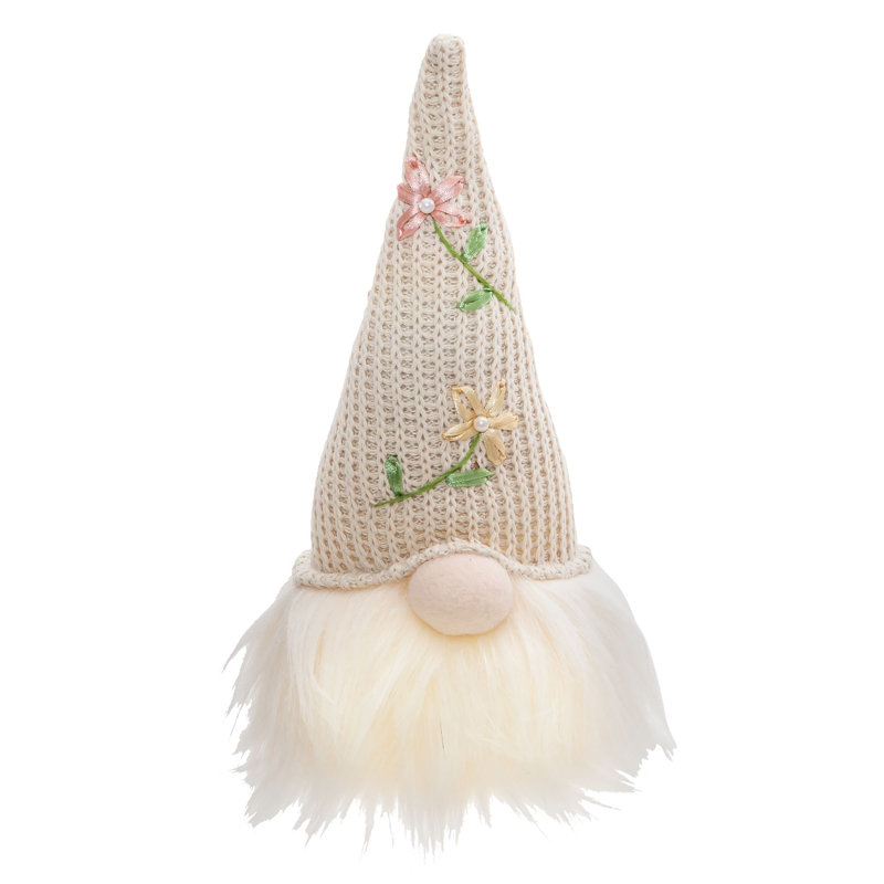 Gnome de printemps illuminé assis
