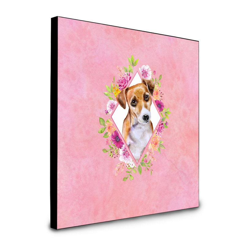 Panneau mural Dollman Flowers, Rose, Jack Russell terrier brun clair
