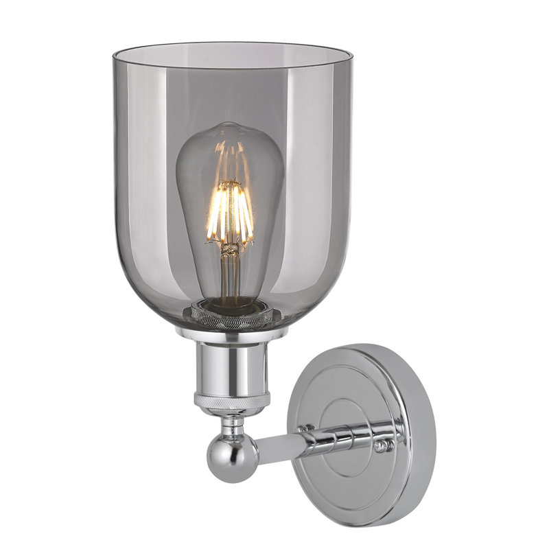 Applique murale 1 lumière 6 "Edison Allysson, Gris fumée clair, Chrome poli