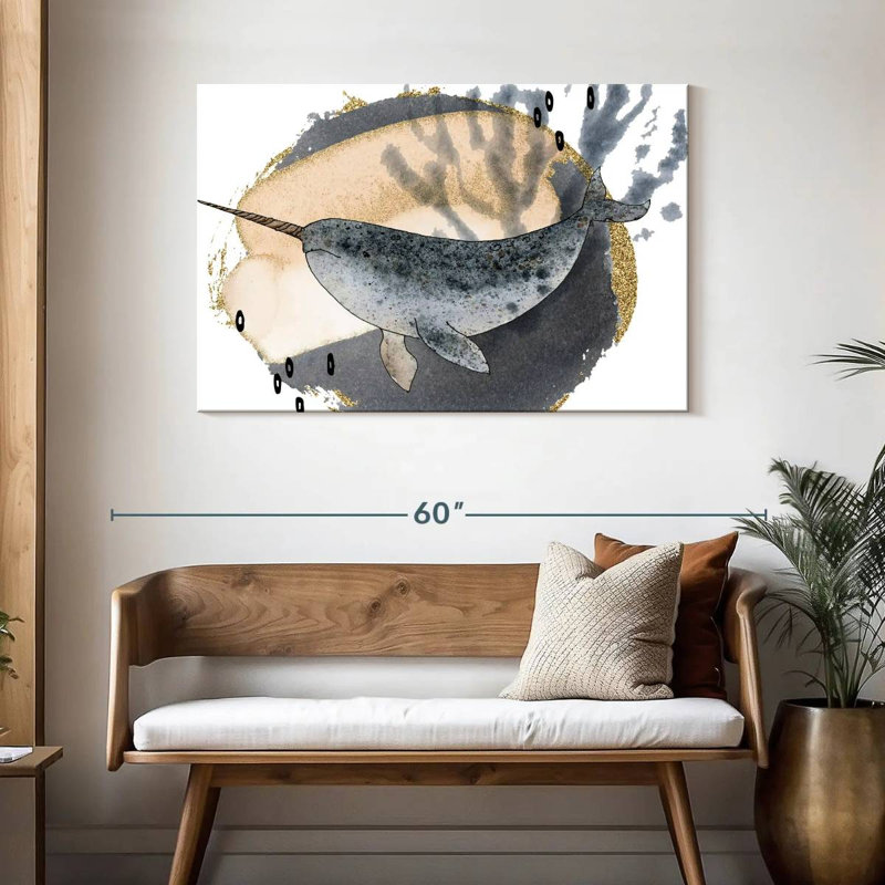 Brampt Boho Style Narwhal, 30" H x 45" W