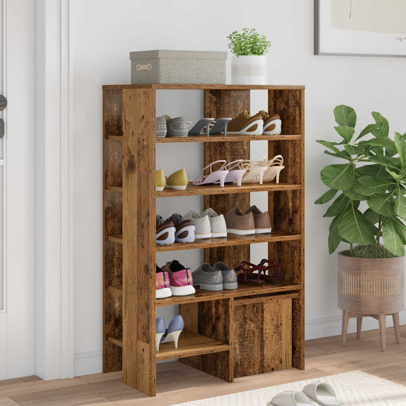 14 Pair Shoe Storage Cabinet, Old Wood