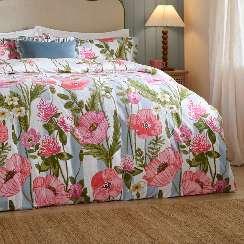 Poppy Trail Floral Duvet Cover Set with Pillowcases Included, Super King Duvet Cover + 2 Standard Pillowcases