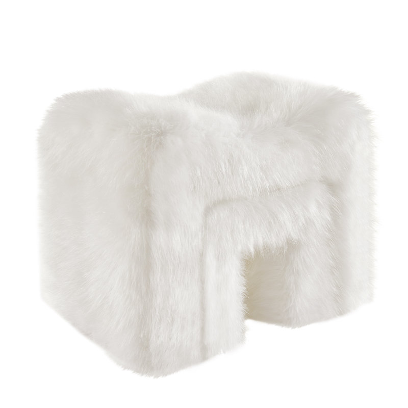 Catargiu 2 - Piece Faux Fur Upholstered Ottoman, White
