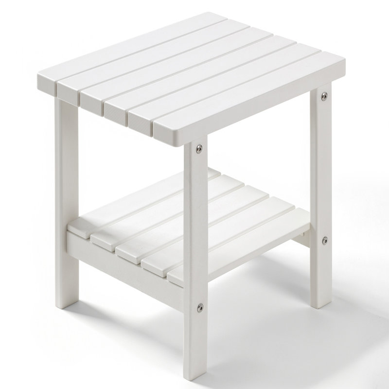Table d'appoint d'extérieur rectangulaire en PEHD à 2 niveaux 17 po Taryn, Blanc