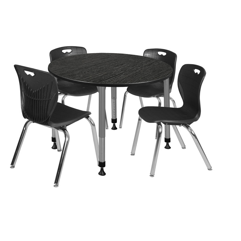 Ensemble de table de salle à manger et de chaises Kee Mobile, H 34 po x L 48 po x l 48 po, Noir, Érable