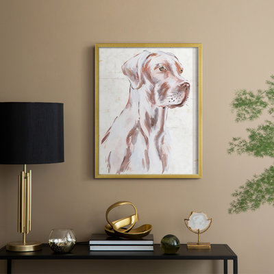 Sitting Dog IV Framed Print - Solid Wood