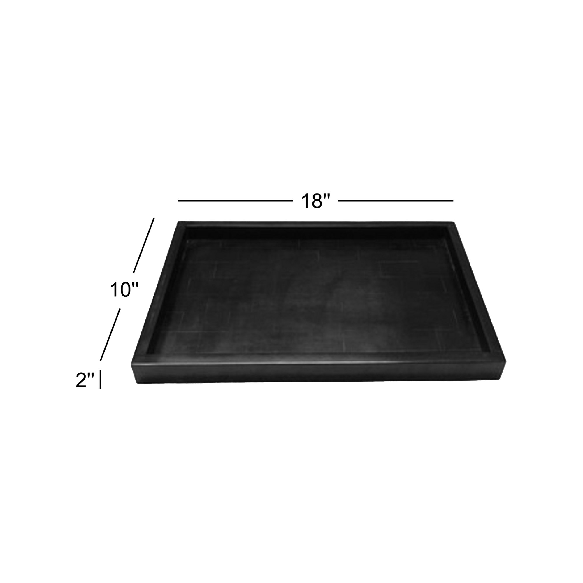Matheson Resin Tray - Set of 1, Black, 2" H x 10" W x 18" D