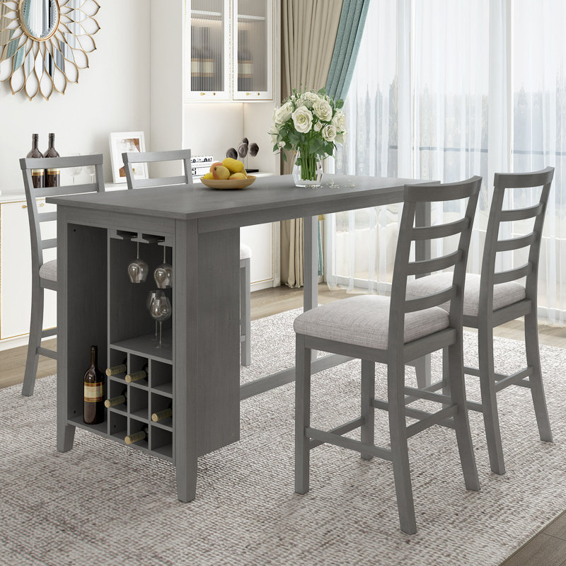 5-Piece Dining Set, Gris, Gris, Gris