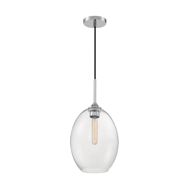 Luminaire suspendu à 1 lumière Paule, Nickel poli, H 19,13 po x l 9,63 po x P 9,63 po