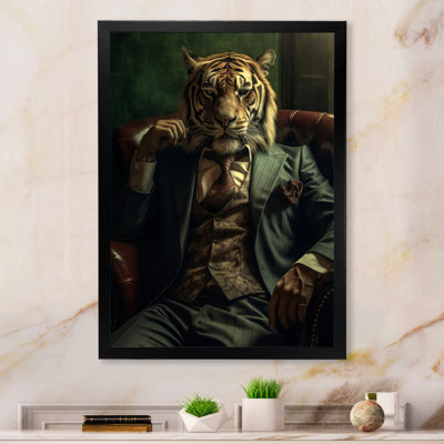 «Glamour Fashion Lion with Flower suit in Couch I», reproduction sur toile