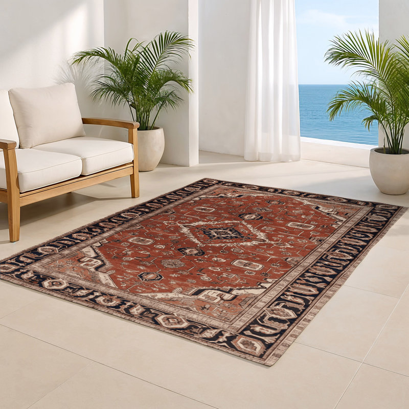Persian Brown Indoor and Outdoor Area Rug, Rectangle 2' x 3'