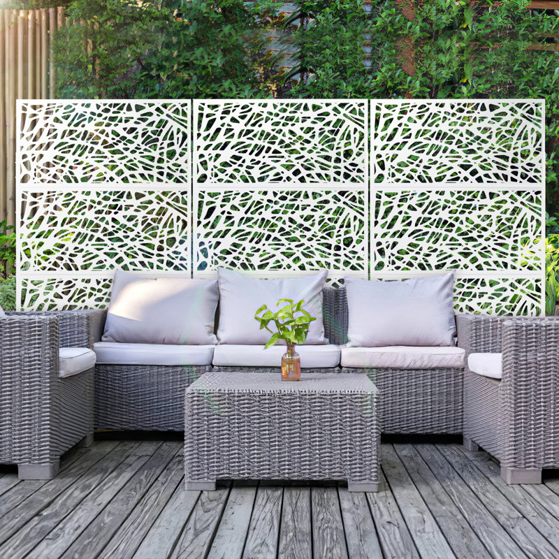 AFR19_4 72'' H x 47'' W Metal Fence Panels, White