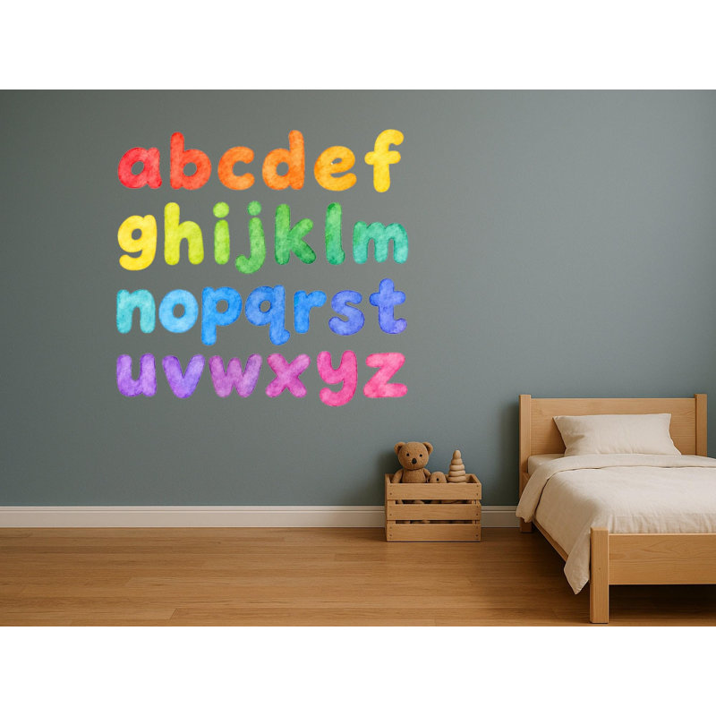 Rainbow Lowercase Alphabet Wall Decals, Set of 26 Educational Peel and Stick Wall Stickers, Classroom Playroom Decor, Kids Learning Wall Art, 20"W x 20"H (50 x 50 cm)