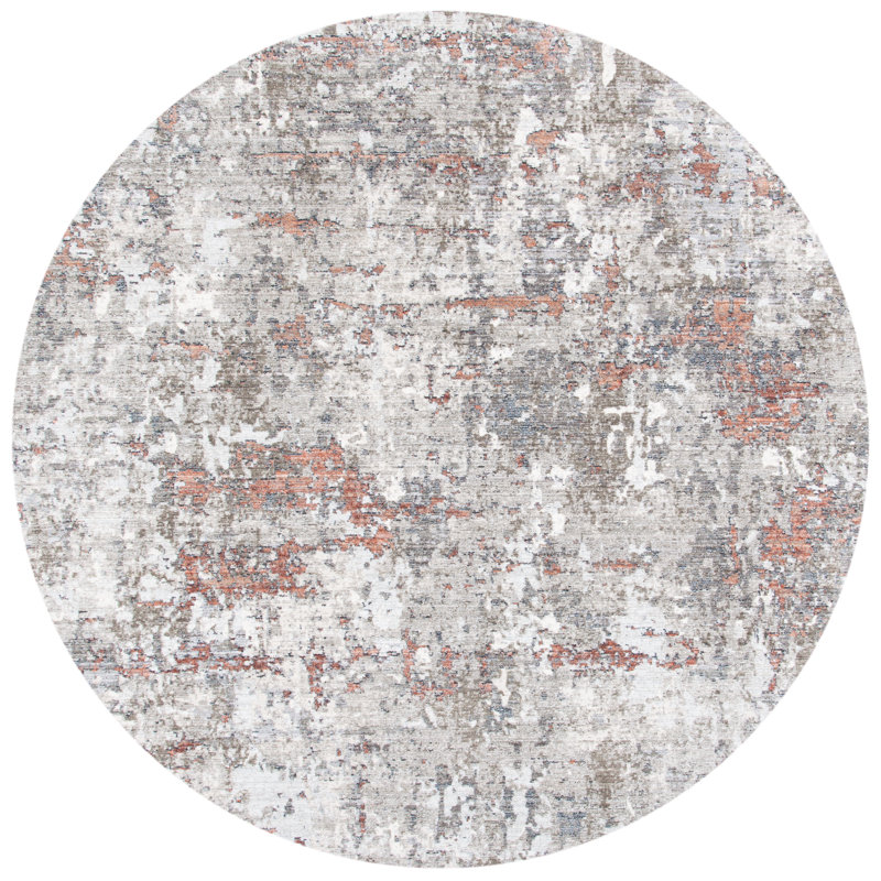 Tapis gris clair Mackenzie, Rond 6 pi 7 po