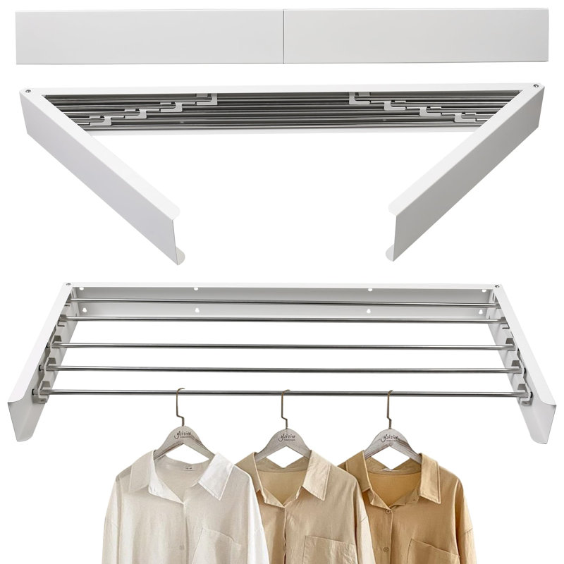 Stainless Steel Wall Mounted Clothes Rack, White