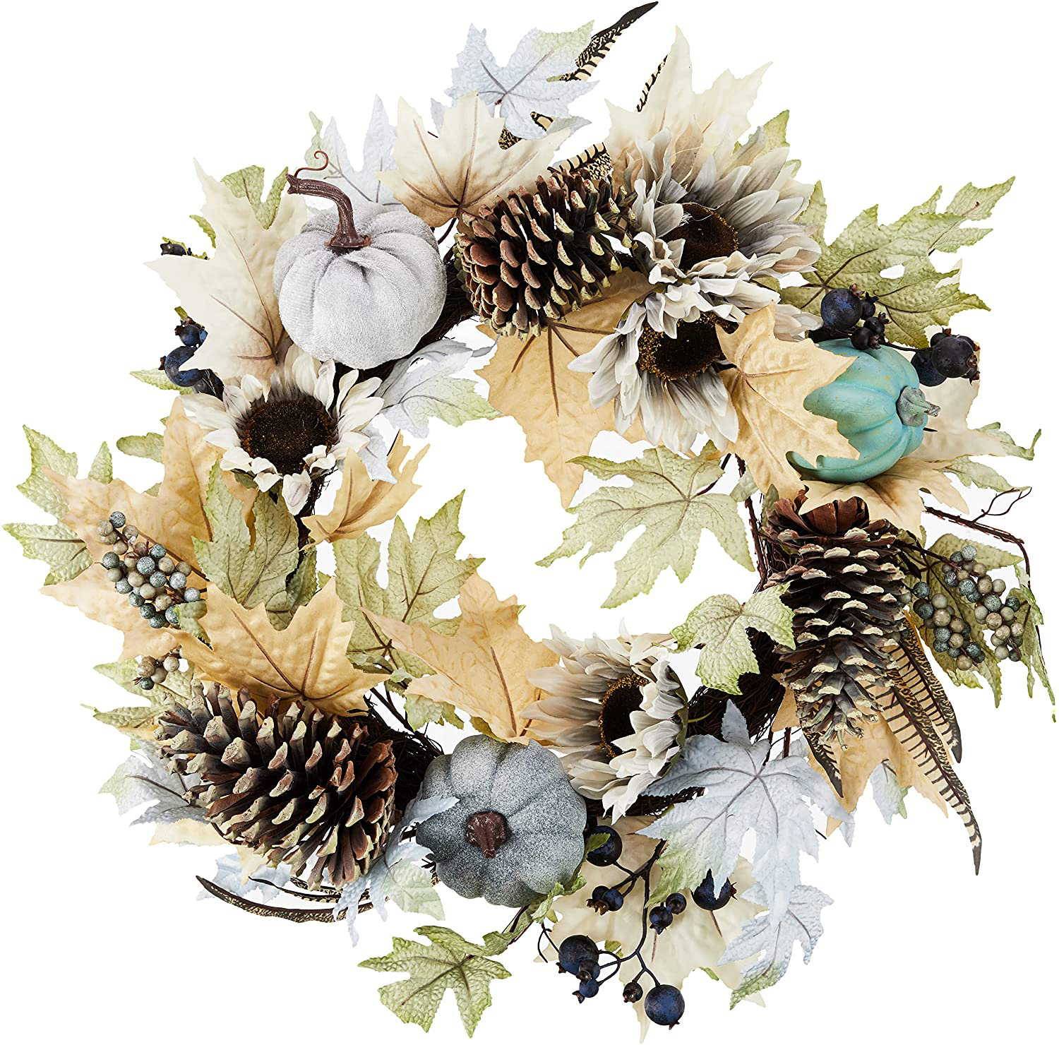 24 in. Artificial D Mixed Snow and Glitter Pine Indoor Wreath