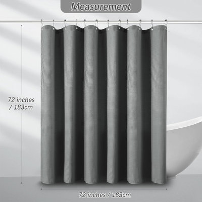Rideau de douche luxueux à tissage gaufré robuste, tissu en polyester hydrofuge avec conception lestée