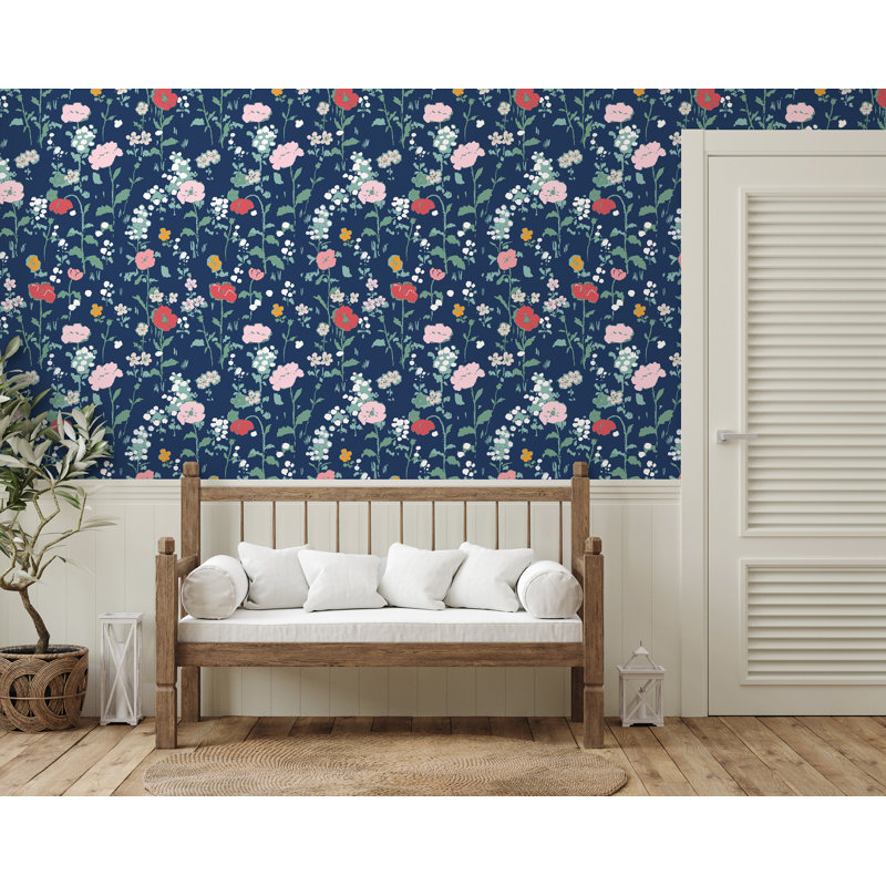 Paule Marrot Floral Wallpaper Double Roll, Midnight Blue