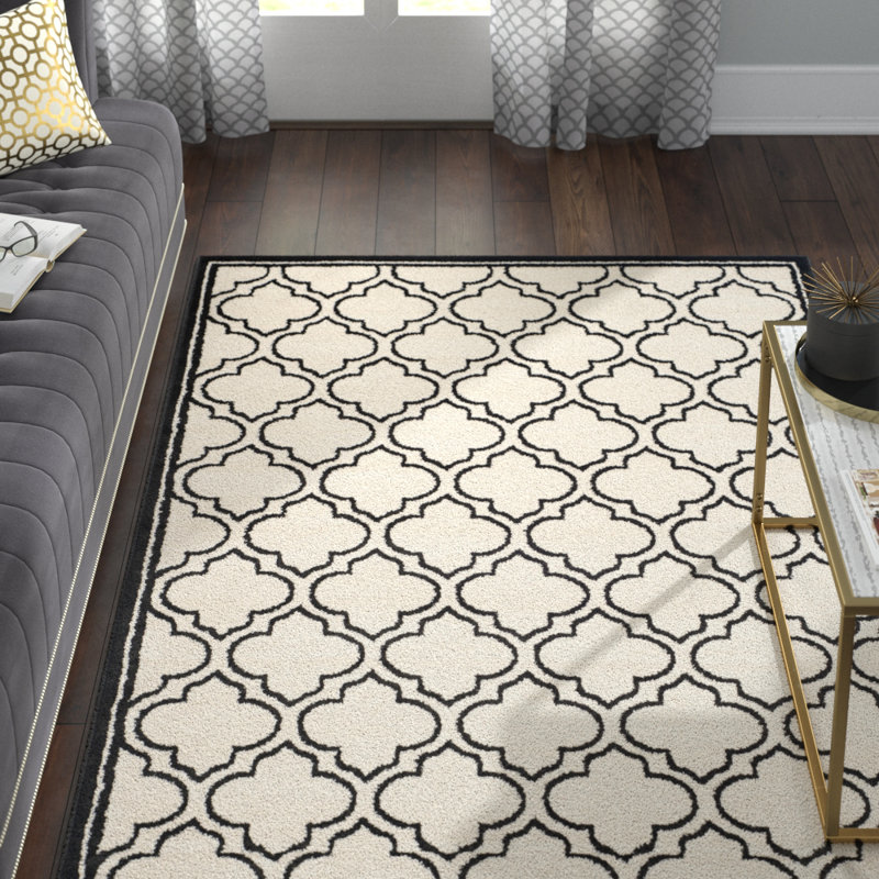 Tapis géométrique ivoire / anthracite Ammundsen, Rectangle 6 pi x 9 pi
