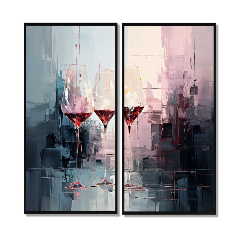 Collage profond de verres à vin - Art mural traditionnel, 40" H x 40" W, Impression encadrée flottante, Black