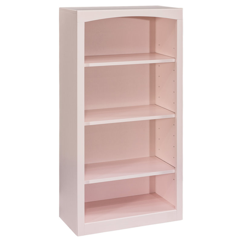 Ossy American Built Solid Wood Bookcase, (4 Shelves) 48"H x 24"W x 12"D, Blush Pink