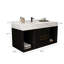 Meuble-lavabo flottant avec lavabo en céramique, 2 tiroirs muraux à fermeture en douceur et plateau blanc-1737559026